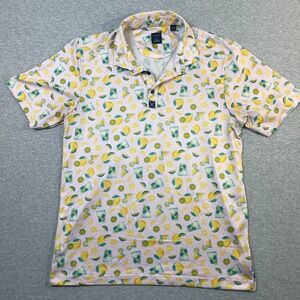 Con Struct Golf Polo Shirt Mens Large L Pink Margarita Lemon Lime Novelty Print‎